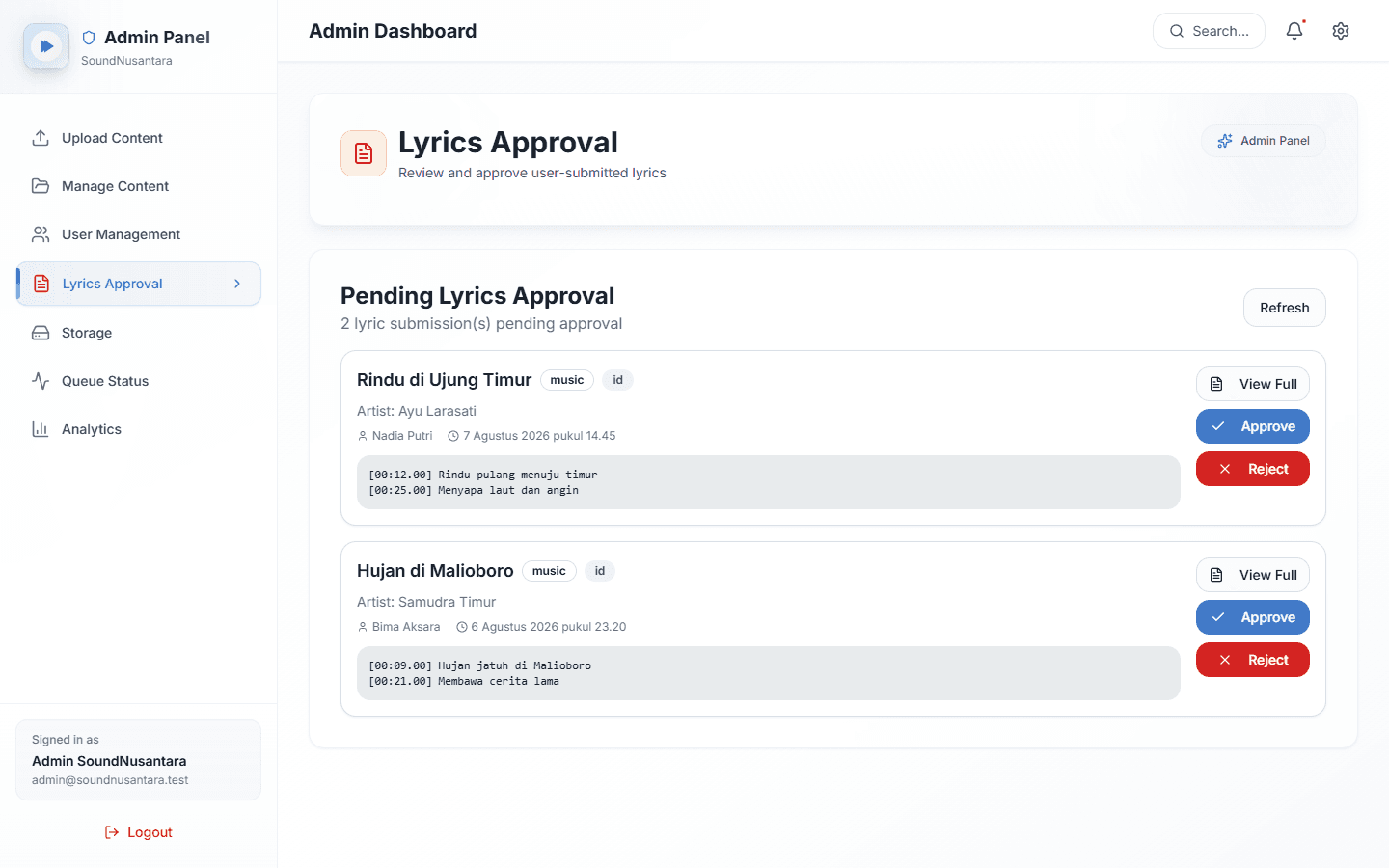 SoundNusantara — Editor lirik sinkron